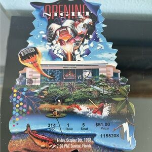Florida Panthers opening night ticket 1998